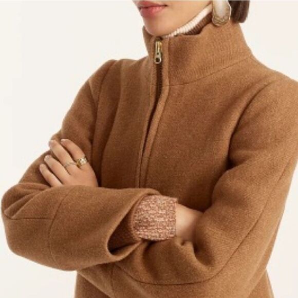 Jcrew Camel Tan  Lodge coat in Italian stadium-cloth wool Large/ Us 10 - Picture 6 of 15